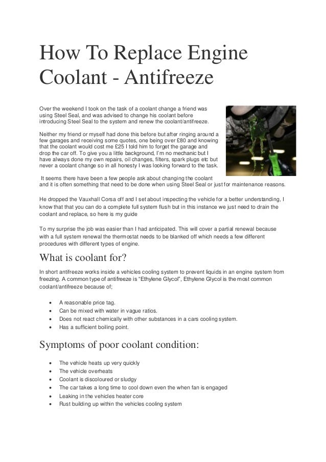 How to Replace Engine Coolant Antifreeze