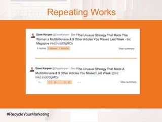 Repeating Works
#RecycleYourMarketing
 