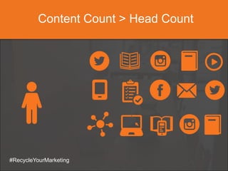 Content Count > Head Count
#RecycleYourMarketing
 