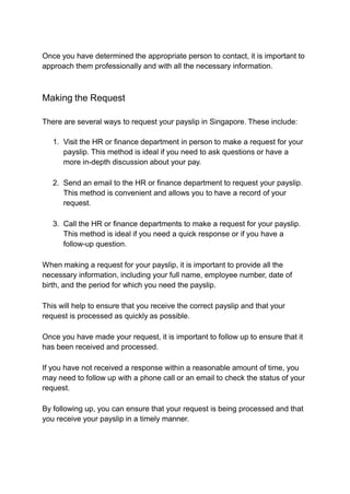 Making Request Hr How to Request Your Payslip in Singapore | PPTX