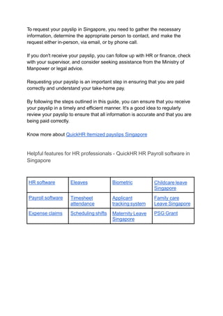 How to Request Your Payslip in Singapore | PDF