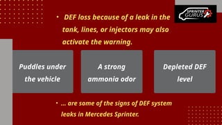 Mercedes Sprinter Def. Line Rought How to Reset '10 Starts Remaining' Warning in Sprinter | PPTX