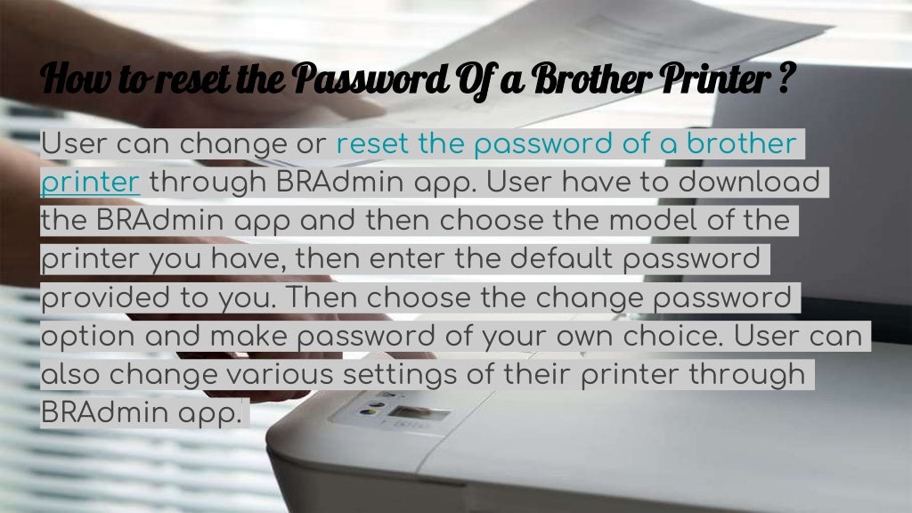 How to reset brother printer password