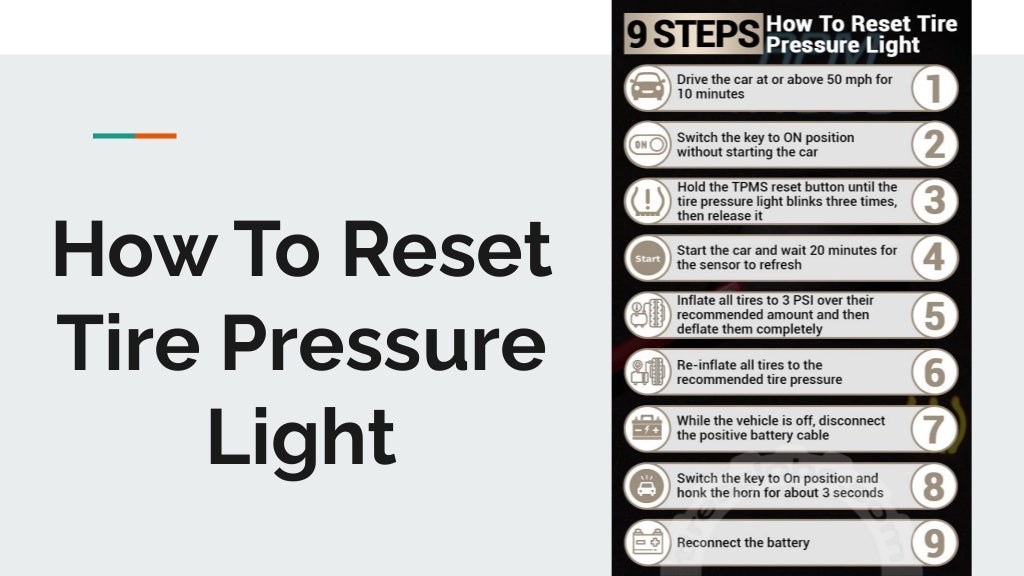 How to reset tire pressure light