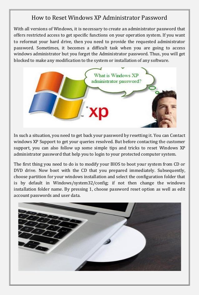 How to reset windows xp administrator password
