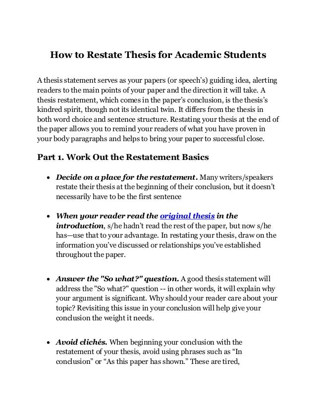 Restate thesis definition image