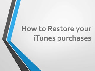 How to Restore your
iTunes purchases
 