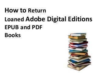How to Return
Loaned Adobe Digital Editions
EPUB and PDF
Books
 