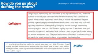 Callaham
Müller
How do you go about
drafting the review?
dhasanin@ksu.edu.sa 0580066073
 