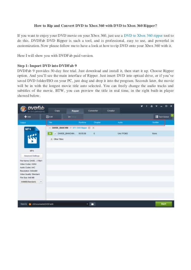 How to Rip and Convert DVD to Xbox 360 with DVD to Xbox 360 Ripper?