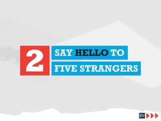 2

SAY HELLO TO
FIVE STRANGERS

 