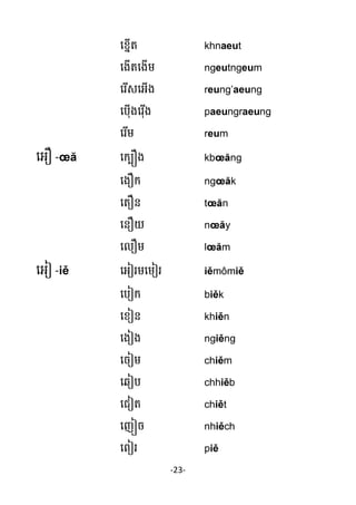 How to romanize khmer by sean masavang សរសេរអក្សរខ្មែរជាអក្សរឡាតាំង | PDF