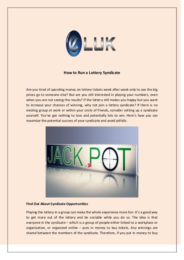 How to run a lottery syndicate