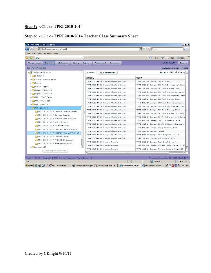 How To Run A TPRI Report