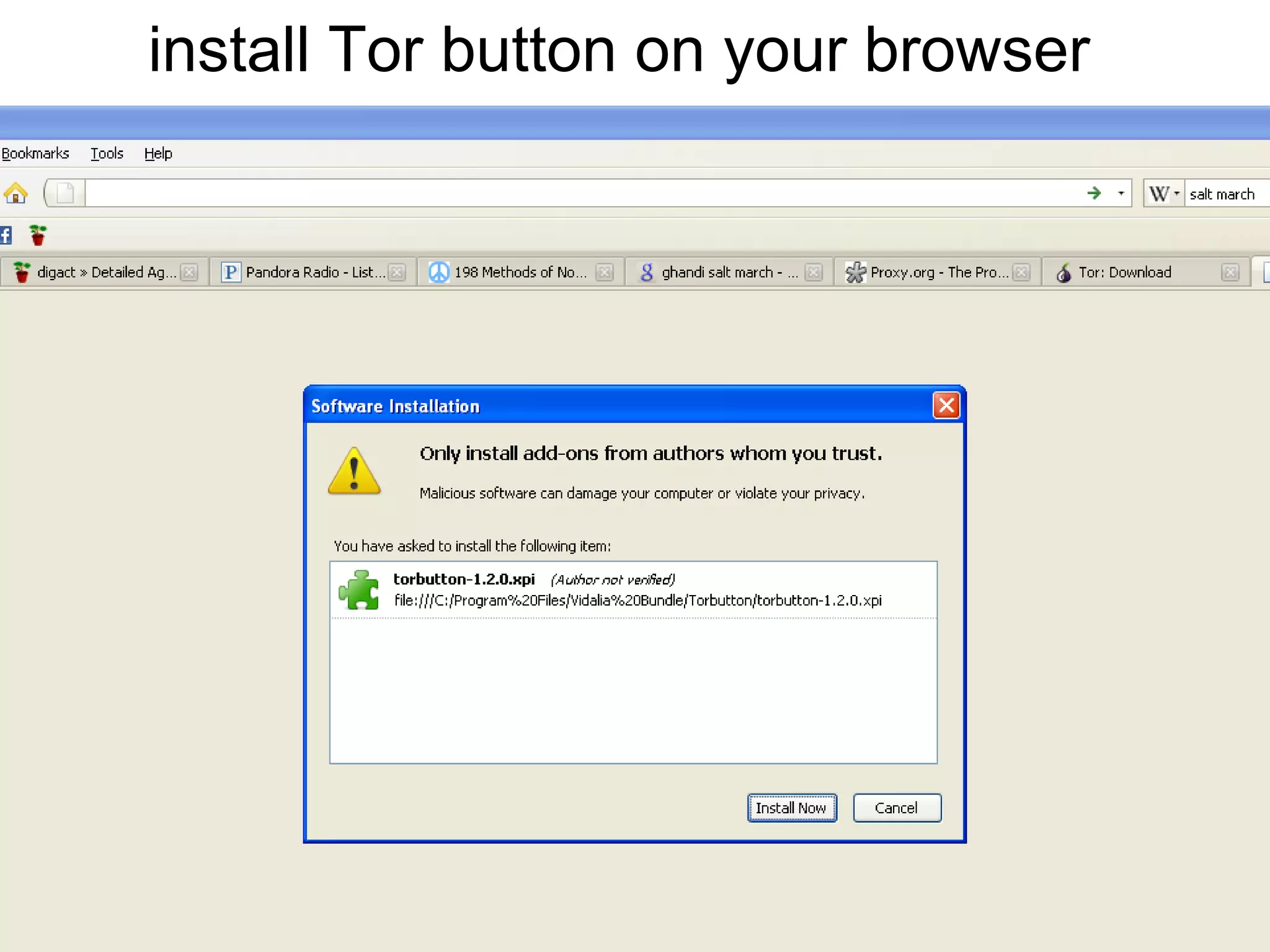 install Tor button on your browser