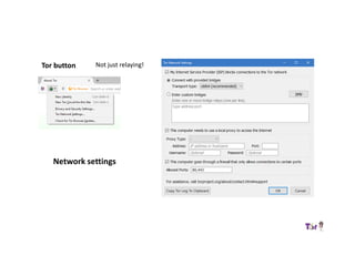 Tor button Not just relaying!
Network settings
 