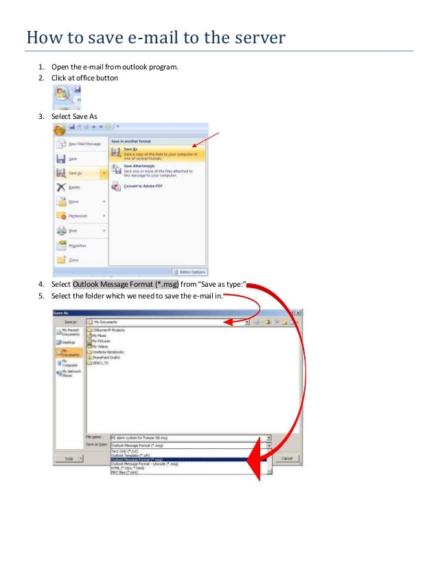 How to save outlook email