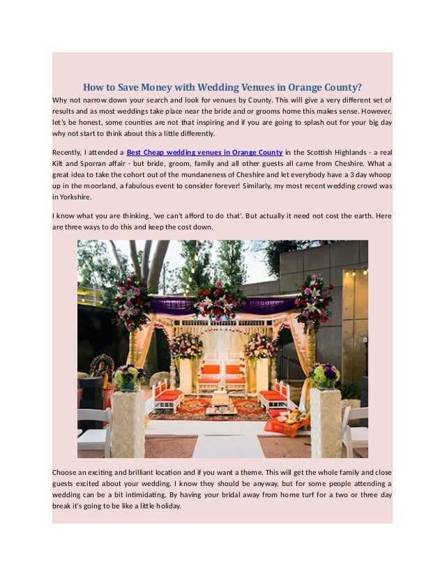 How To Save Money With Wedding Venues In Orange County