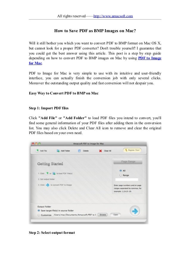 How to save pdf as bmp images on mac