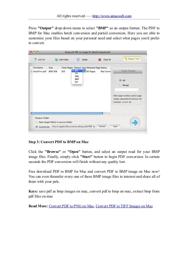 How to save pdf as bmp images on mac