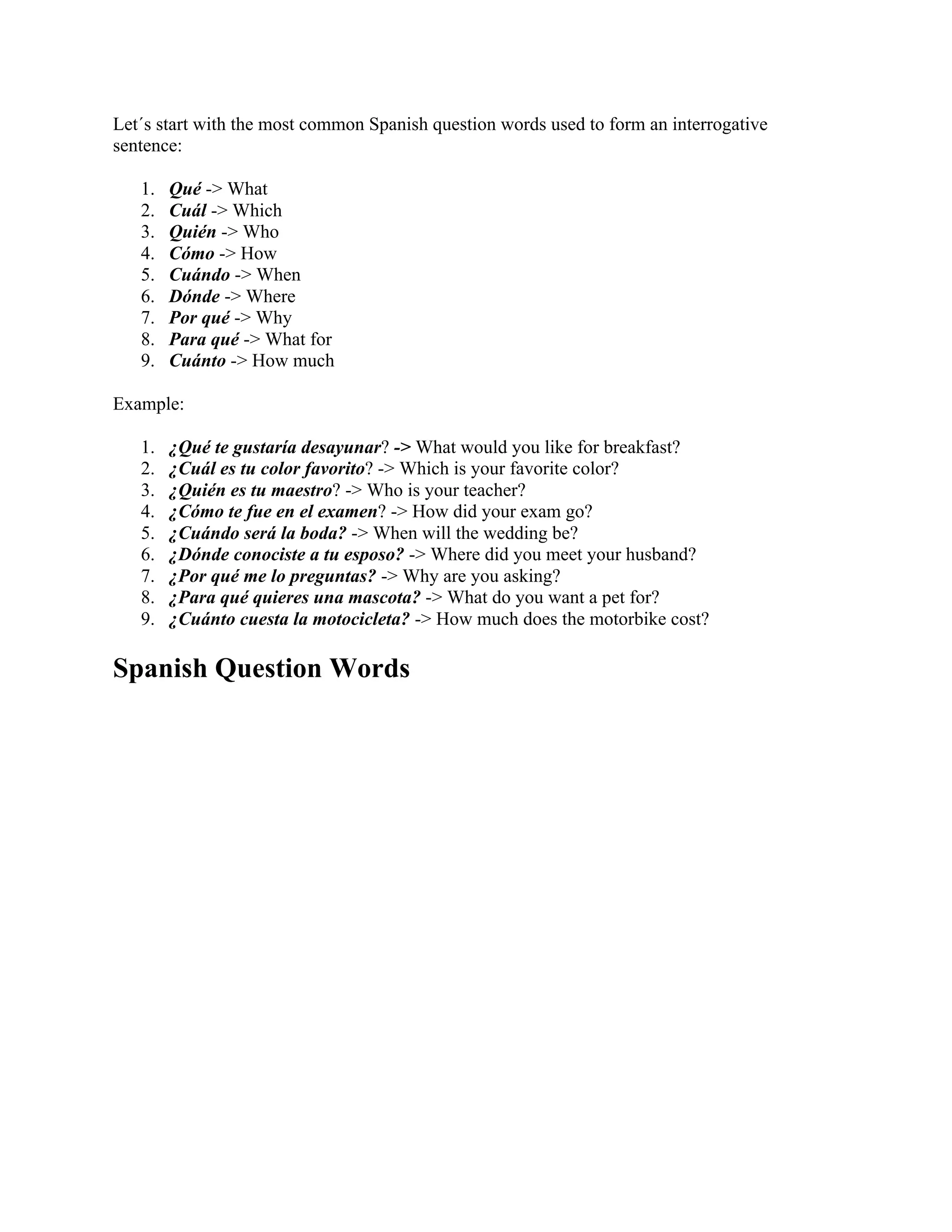 How To Say What in Spanish PDF Free Download