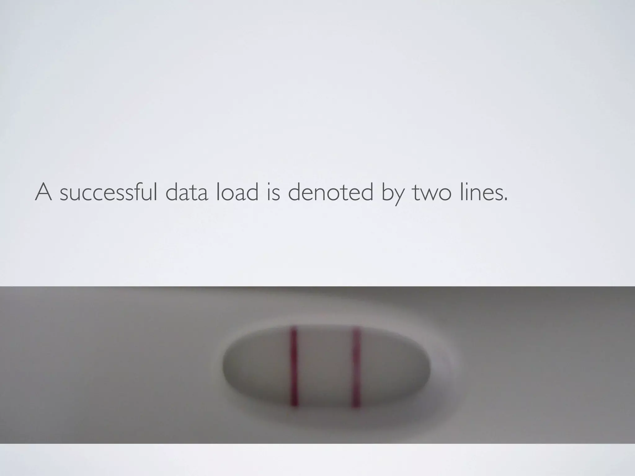 A successful data load is denoted by two lines.
 