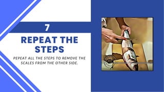 PEPEAT ALL THE STEPS TO REMOVE THE
SCALES FROM THE OTHER SIDE.
REPEAT THE
STEPS
7
 