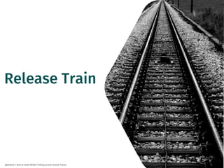 31
@dnlkntt | How to Scale Mobile Testing across several Teams
Release Train
 
