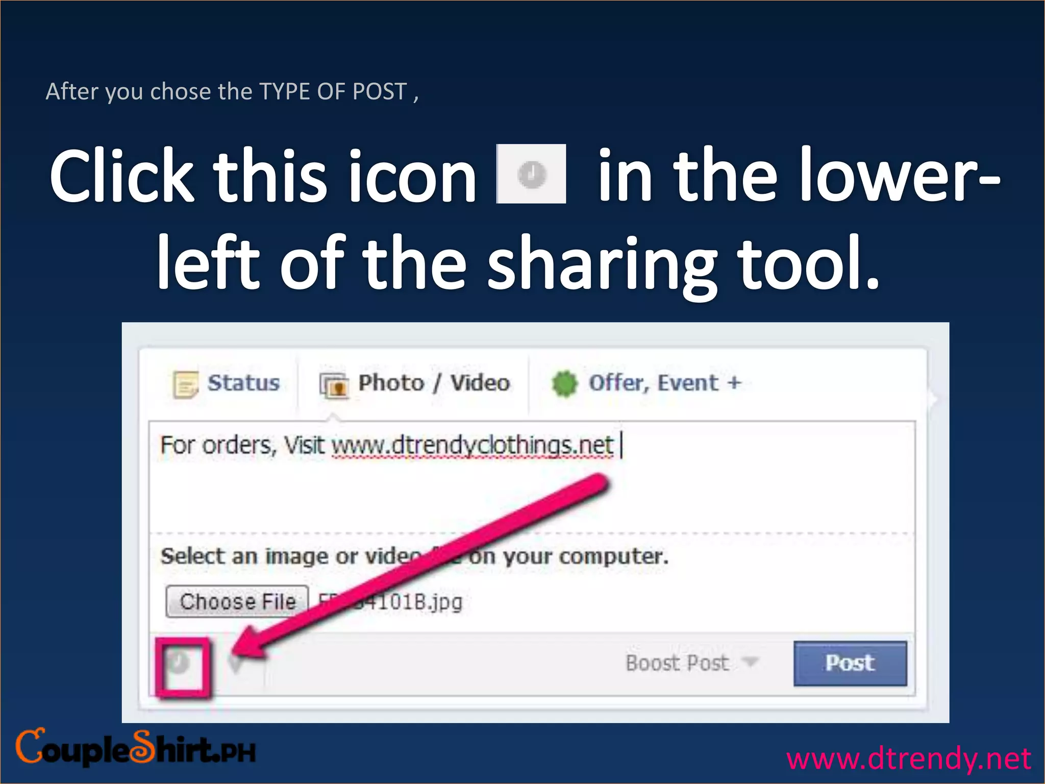 After you chose the TYPE OF POST ,
www.dtrendy.net
 