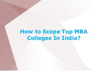 How to Scope Top MBA
Colleges In India?
 