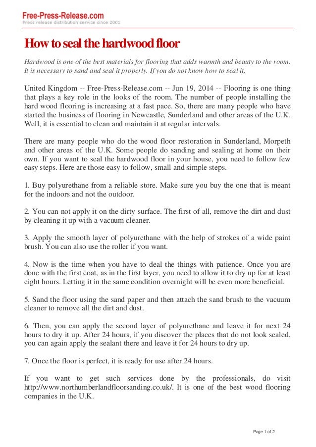 How To Seal The Hardwood Floor