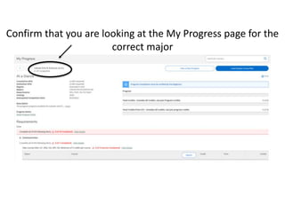 Confirm that you are looking at the My Progress page for the
correct major