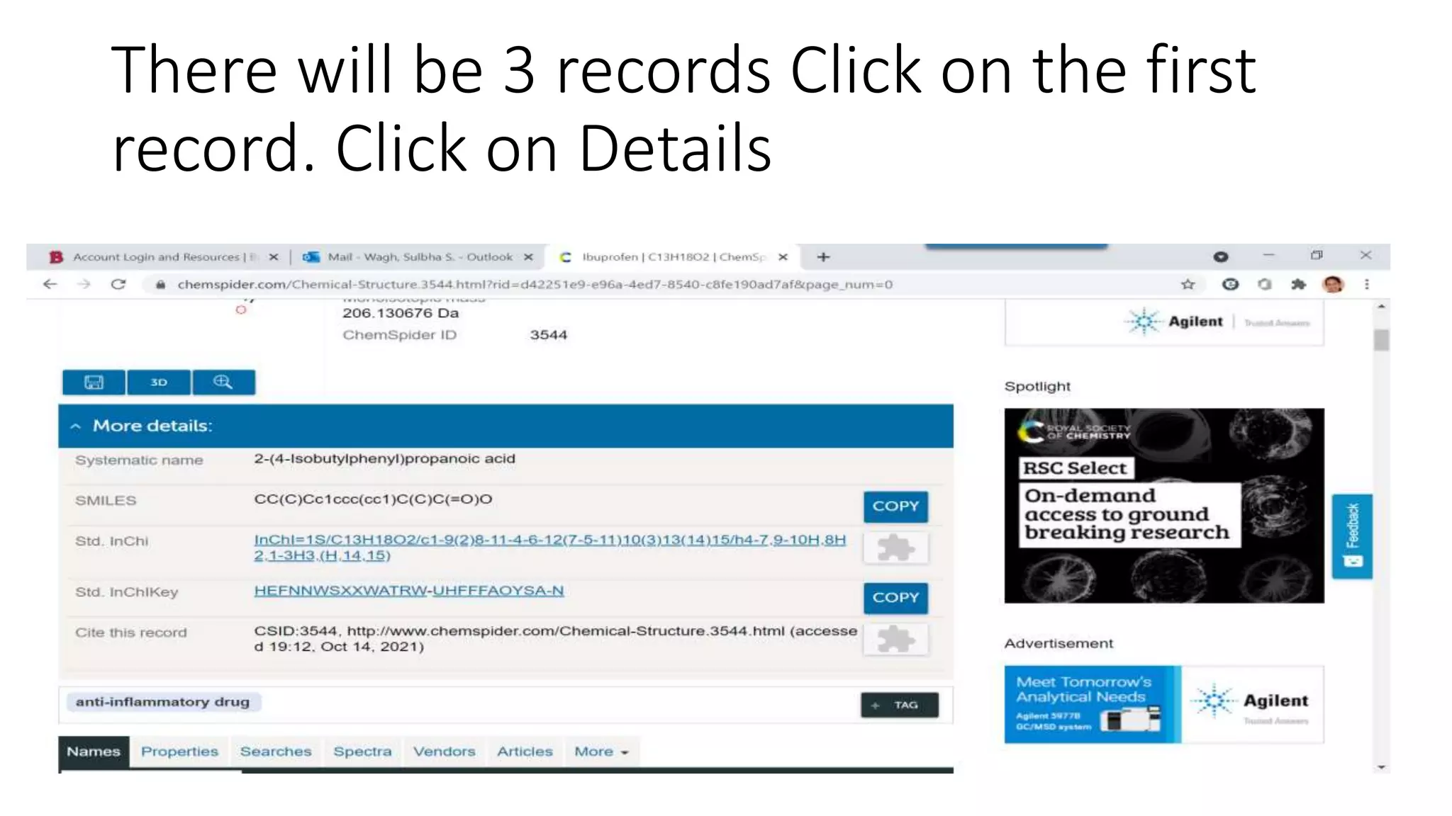 There will be 3 records Click on the first
record. Click on Details
 