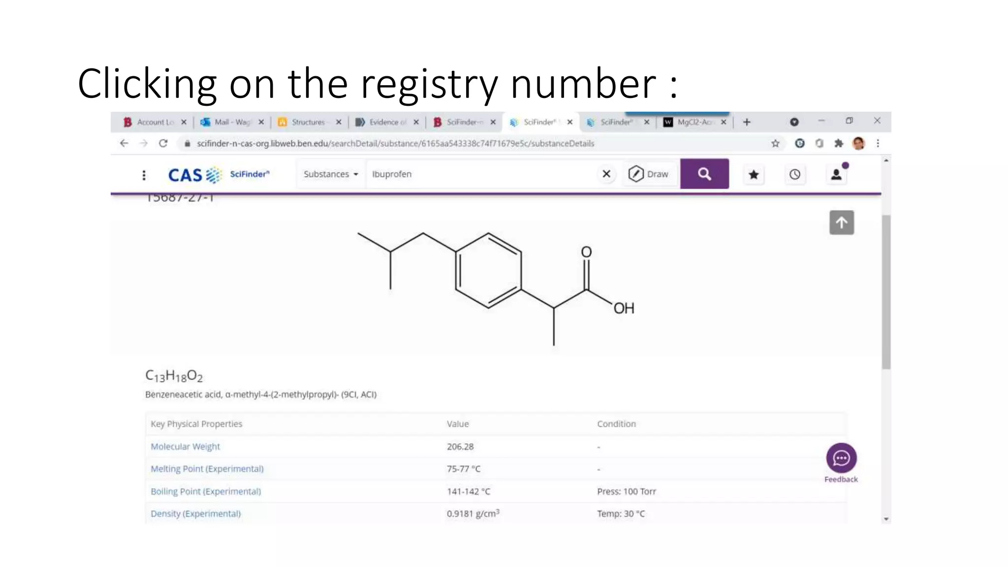 Clicking on the registry number :
 
