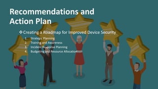 Recommendations and
Action Plan
Creating a Roadmap for Improved Device Security
1. Strategic Planning
2. Training and Awareness
3. Incident Response Planning
4. Budgeting and Resource Allocation
 