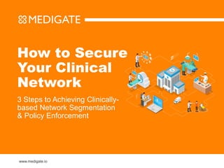 How to Secure
Your Clinical
Network
3 Steps to Achieving Clinically-
based Network Segmentation
& Policy Enforcement
www.medigate.io
 