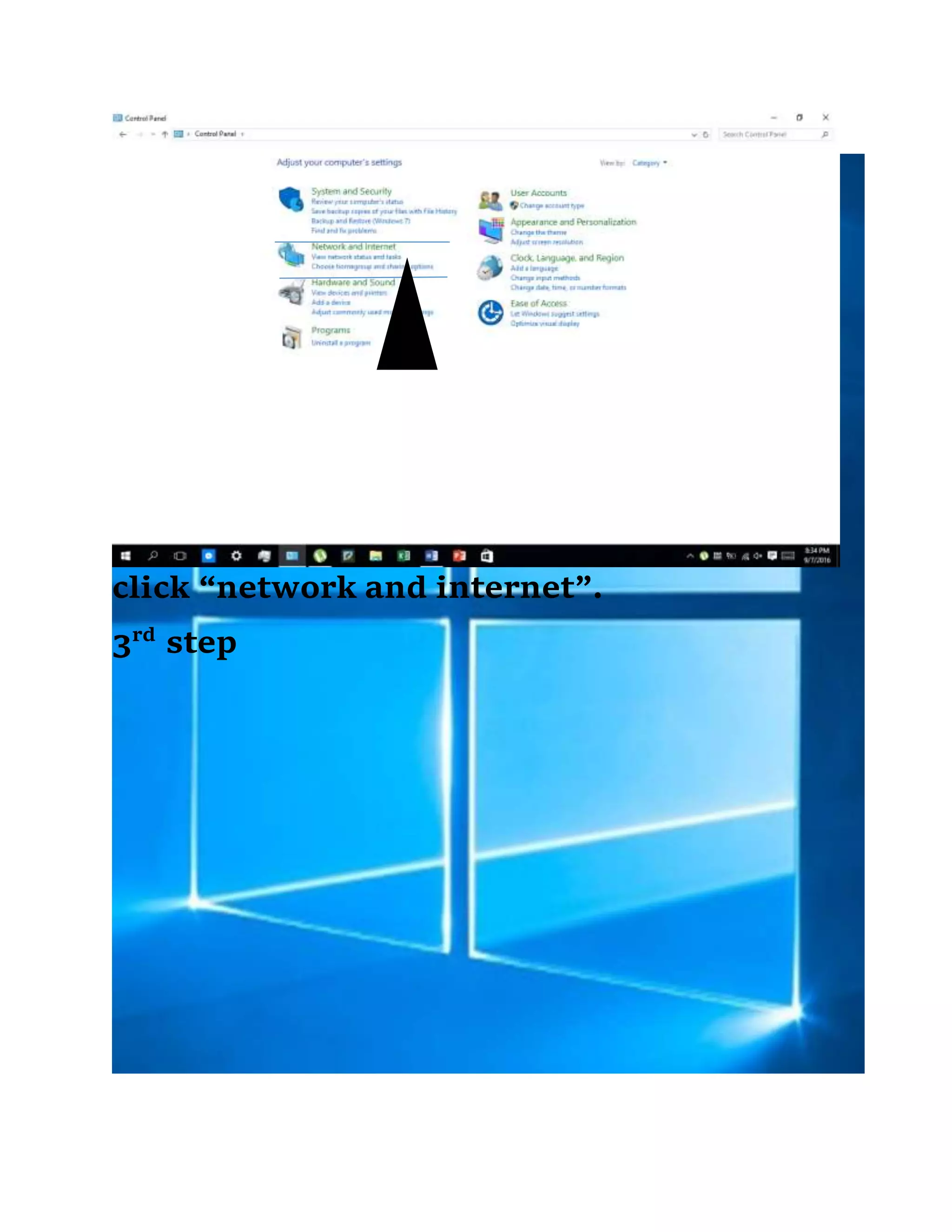 click “network and internet”.
3rd
step