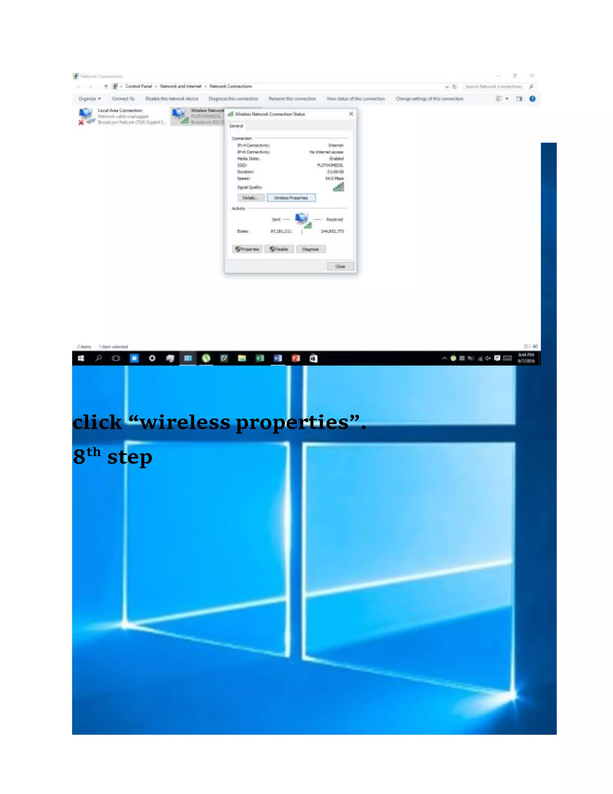 click “wireless properties”.
8th
step