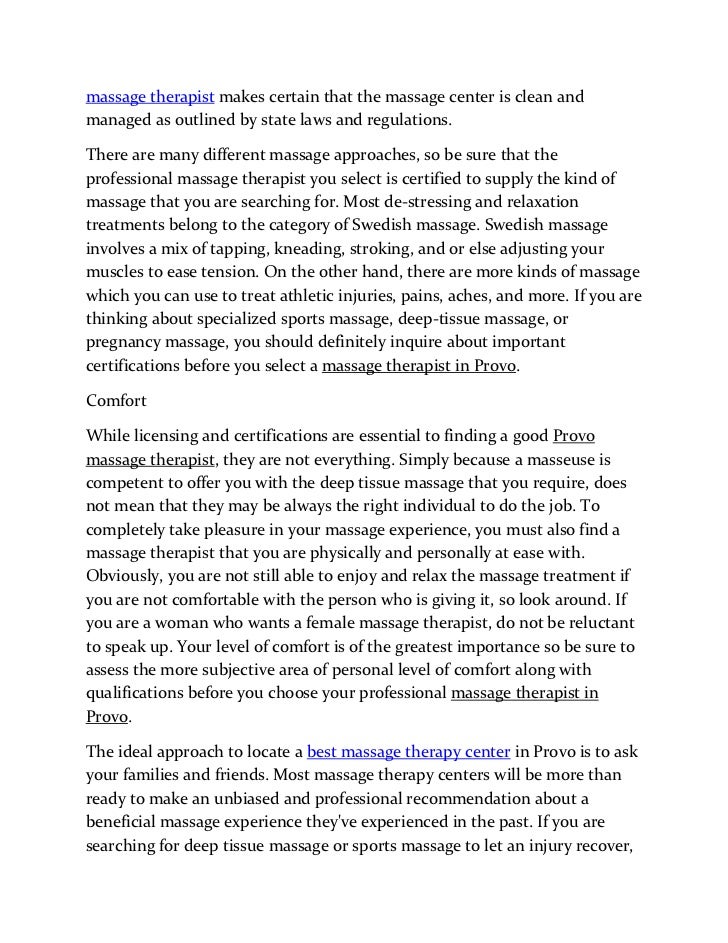 How to select a best massage therapist in provo