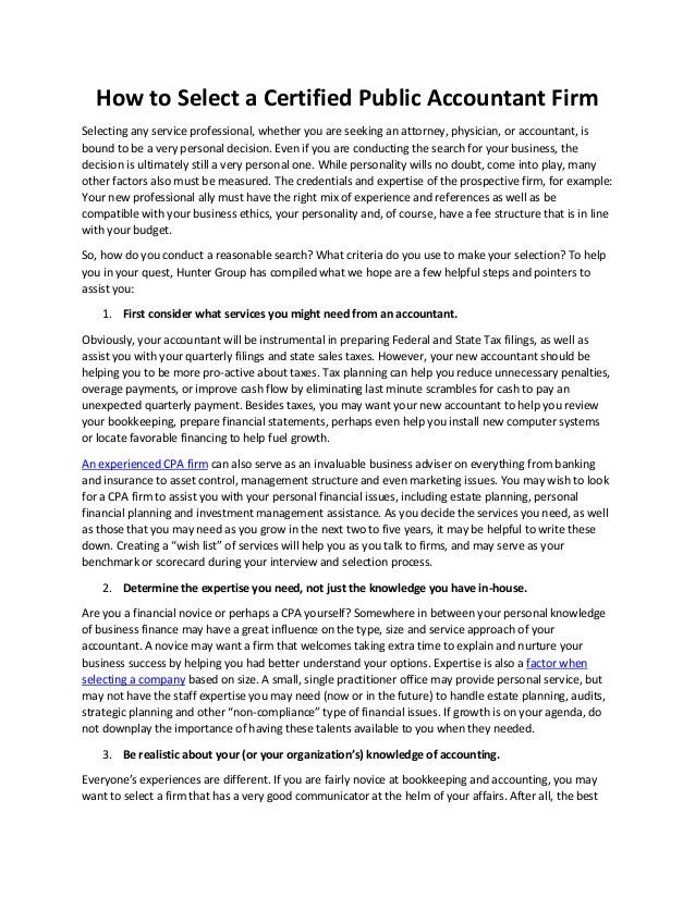 How to select a certified public accountant firm