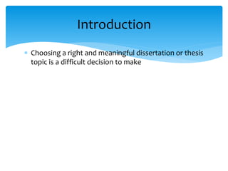How to Select a Thesis Topic | PPTX