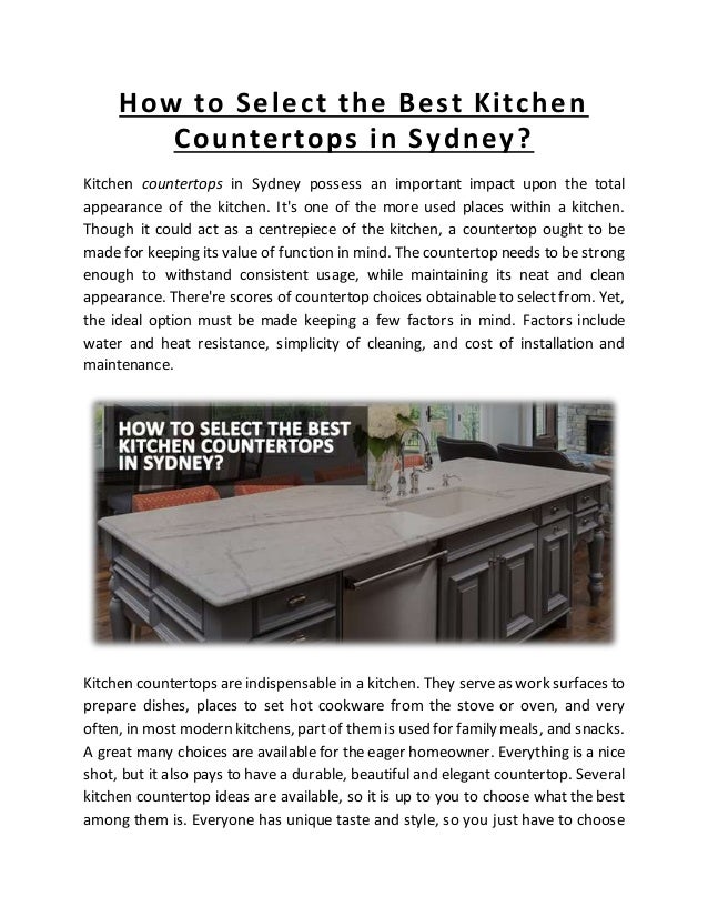 How To Select The Best Kitchen Countertops In Sydney