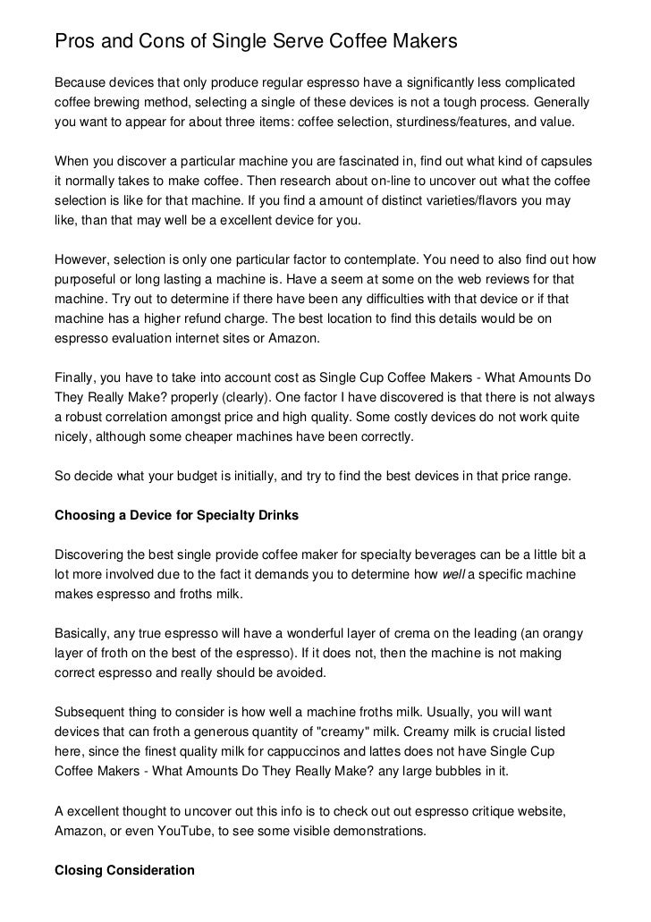 Pros and Cons of Single Serve Coffee Makers