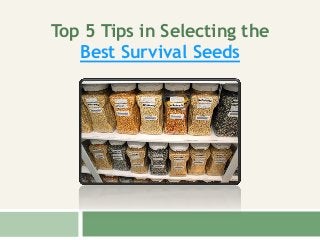 Top 5 Tips in Selecting the
Best Survival Seeds
 
