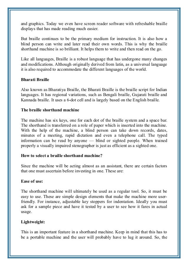 How to select the right braille shorthand machine