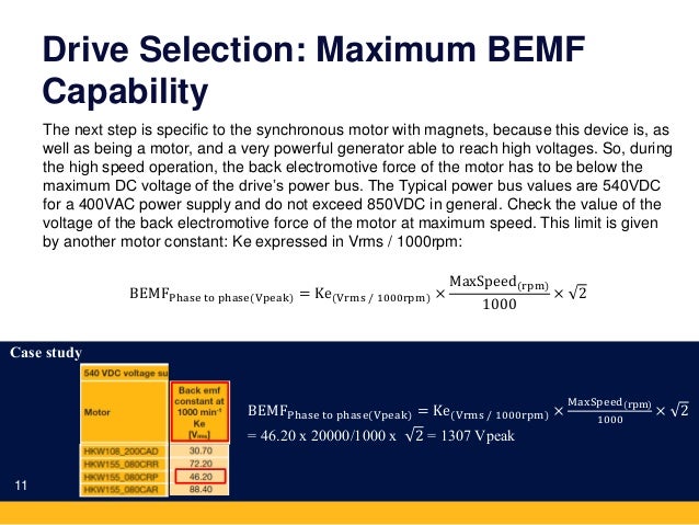 Drive Selection: Maximum BEMF
Capability
The next step is specific to the synchronous motor with magnets, because this dev...