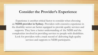 How to Select the Right NDIS Provider in Sydney | PPT