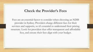 How to Select the Right NDIS Provider in Sydney | PPTX