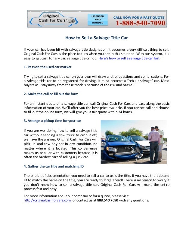 how do i sell a salvage car