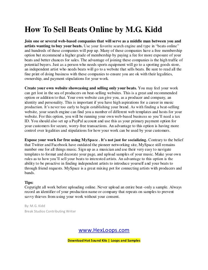 how to sell beats online by m g kidd how to sell beats online